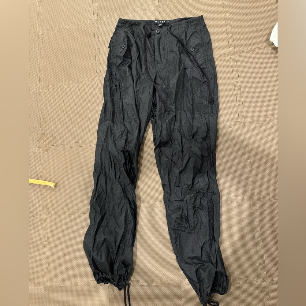 Black parachute pants